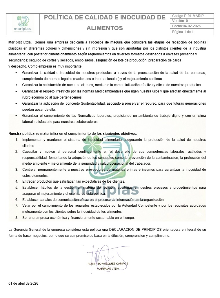 Política de calidad